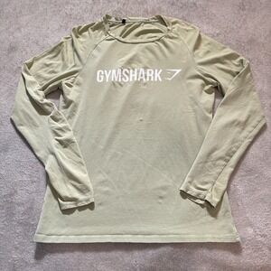 Gymshark Shirt Mens Small Green Long Sleeve Athletic Gym Workout Casual Spellout
